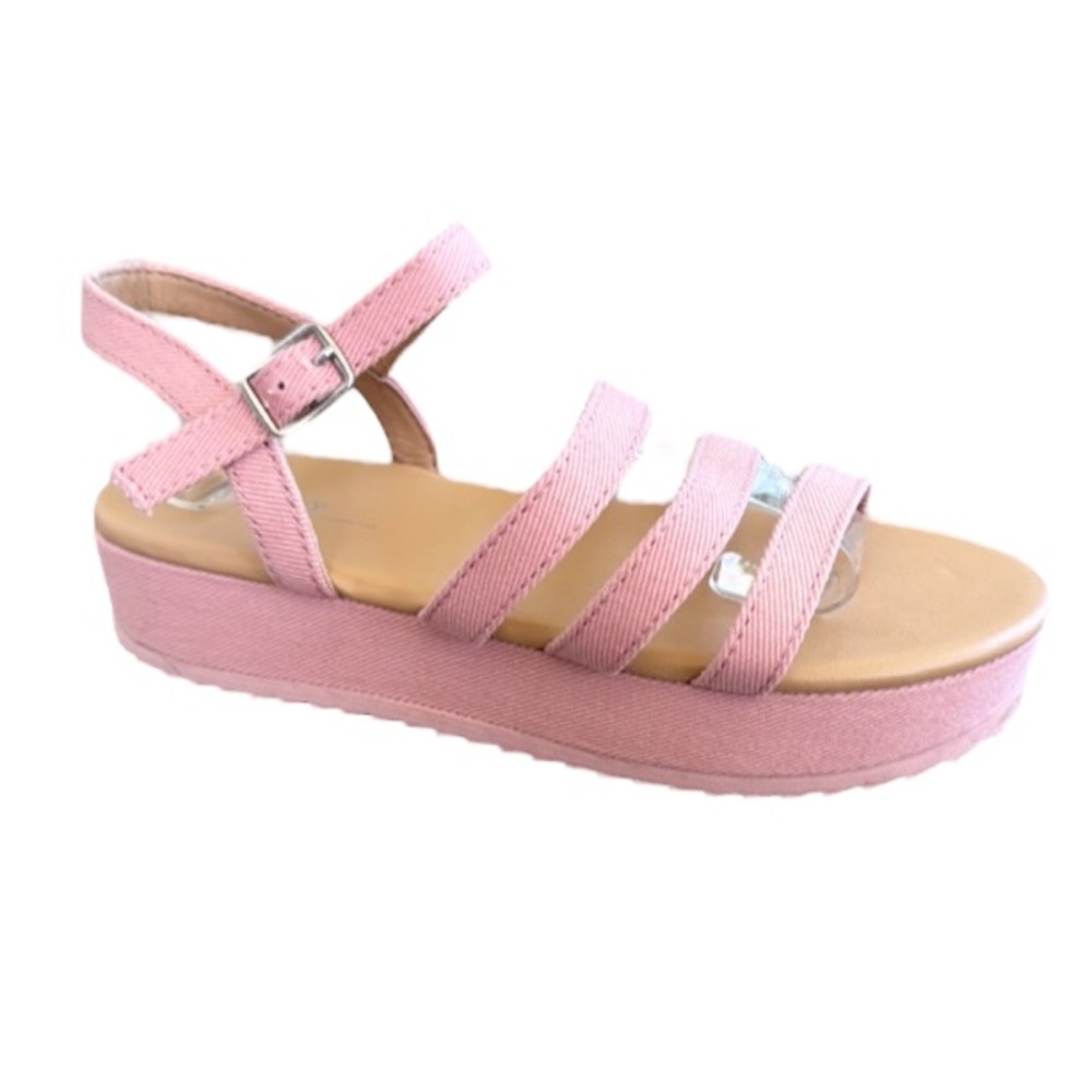 Old Navy girl’s abalone pink strappy platform sandals size 3Y